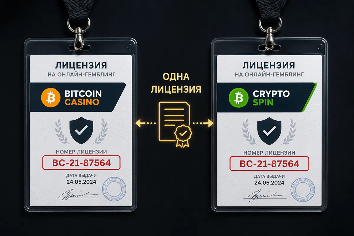 Символ одной лицензии на двух разных биткоин-казино