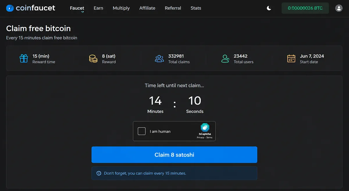 Простого публичного крипто-крана (тестовый faucet) с кнопкой Claim и таймером обратного отсчёта Кнопка сбора и таймер обратного отсчёта в крипто-кране