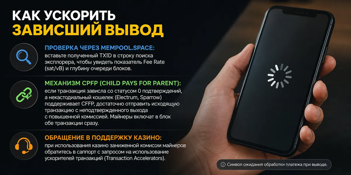 Символ ожидания обработки платежа при выводе