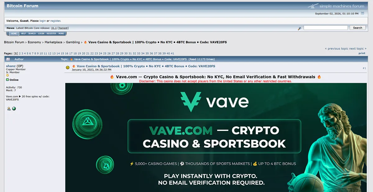Темы на форуме Bitcointalk с открытой датой создания ветки Дата создания темы на форуме Bitcointalk