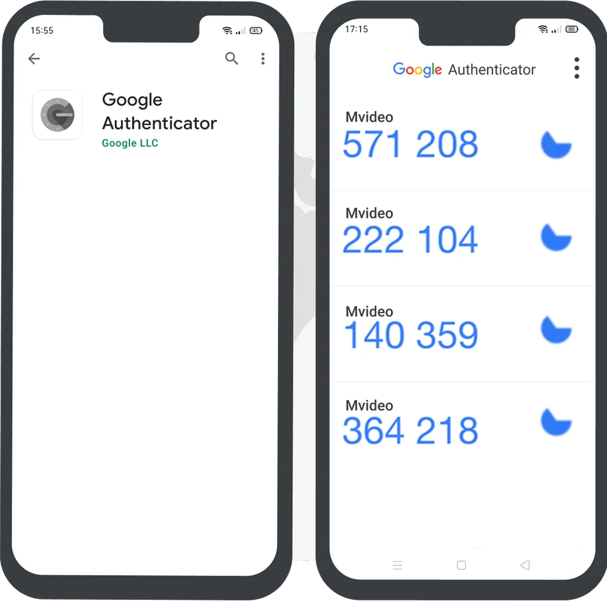 Код двухфакторной аутентификации в приложении Google Authenticator